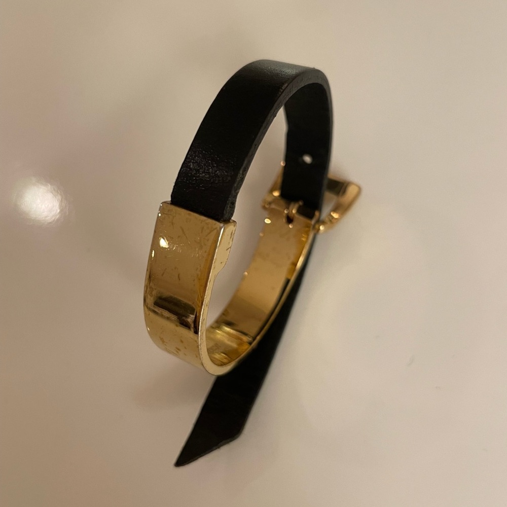 J. Crew leather metal bracelet.
